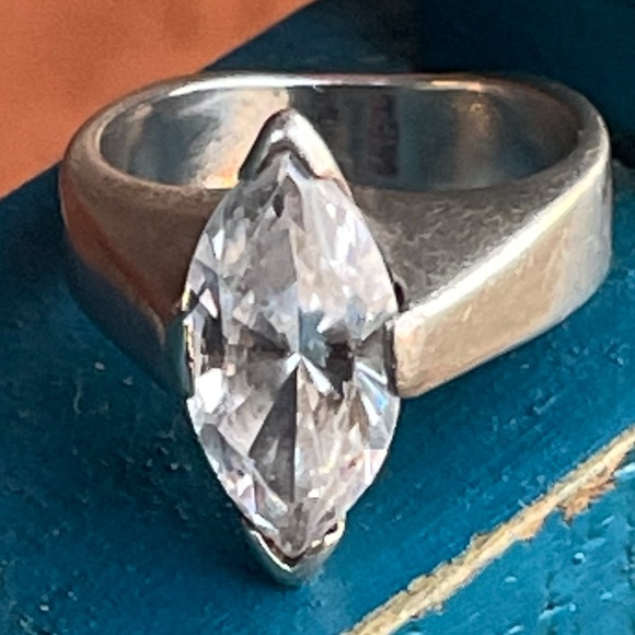 Silver ring cluster diamond - Picture 5 of 6